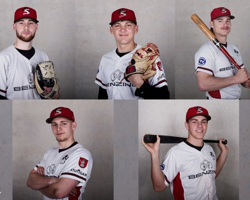 Die fünf Reds Spieler (Yannick Witt, Jonathan Schäffer, Moritz van Bergen, Moritz Köhler und Joel Petzold) die für die Baseball Nationalmannschaft nominiert worden sind.