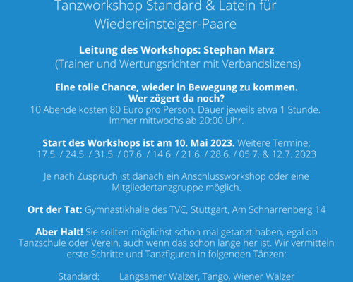 Tanzworkshop Standard & Latein für Wiedereinsteiger-Paare