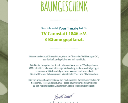 TVC-Stellenanzeige pflanzt Bäume