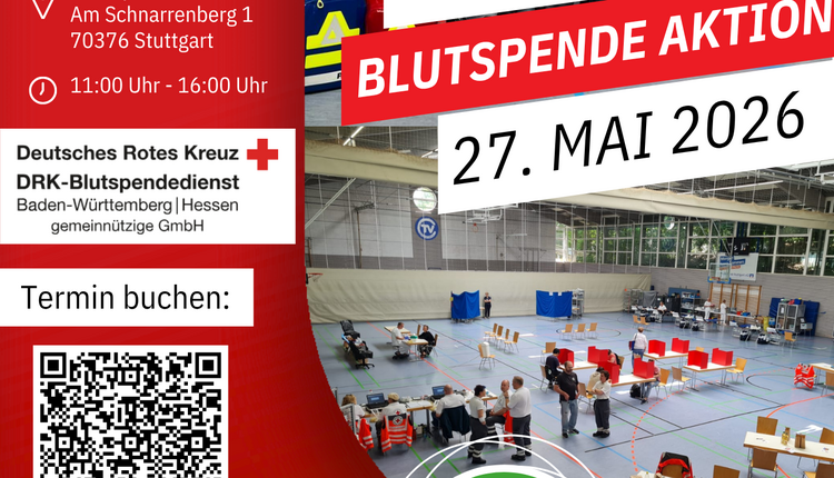 Blutspendeaktion beim TV Cannstatt – Leben retten am 27. Mai