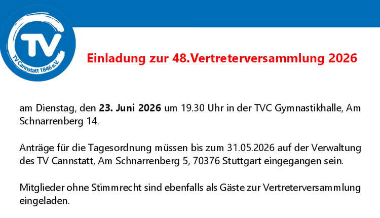 Einladung zur 48. Vertreterversammlung 2026